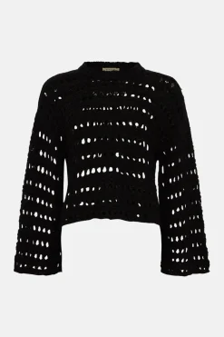 Hot Oasis Open Stitch Pointelle Jumper Ecru