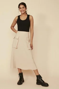 Hot Oasis Organic Cotton Scoop Neck Vest Ivory