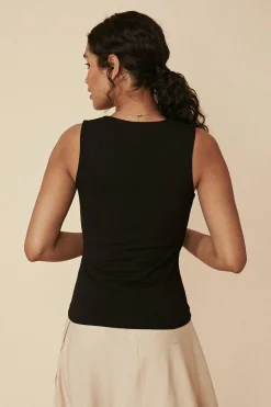Hot Oasis Organic Cotton Scoop Neck Vest Ivory