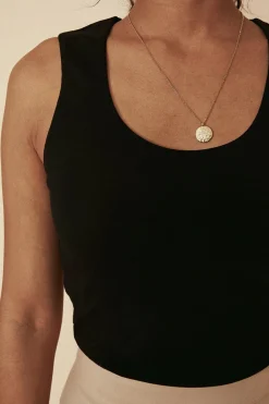Hot Oasis Organic Cotton Scoop Neck Vest Ivory