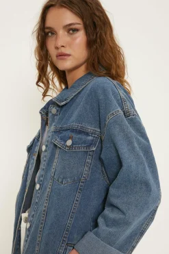 Outlet Oasis Oversized Denim Jacket Mid Wash