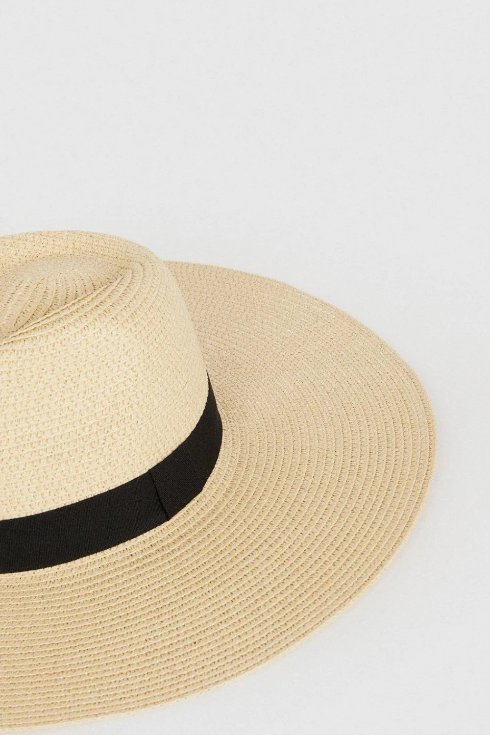 Outlet Oasis Oversized Fedora Contrast Band Straw Hat Beige