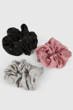 Fashion Oasis 3 Pack Glitter Scrunchies Pink