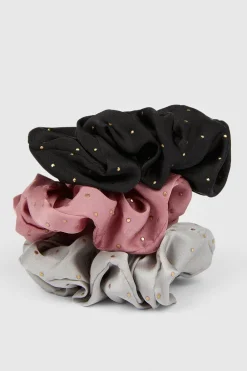Fashion Oasis 3 Pack Glitter Scrunchies Pink