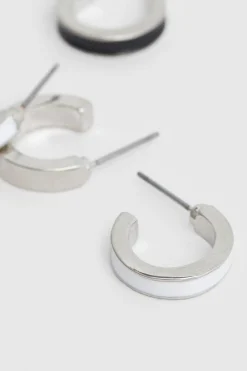 Clearance Oasis 3 Pack Hoop Earrings Silver