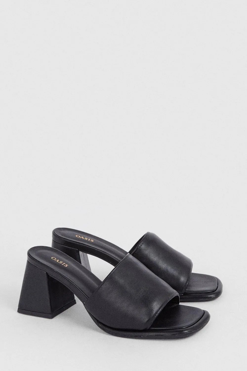 New Oasis Padded Mule Block Heel Black