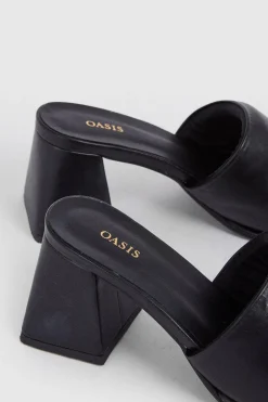 New Oasis Padded Mule Block Heel Black