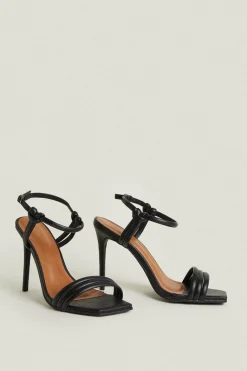 Fashion Oasis Padded Strap Barely There Heels Black
