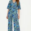New Oasis Paisley Crinkle Angel Sleeve Jumpsuit Blue