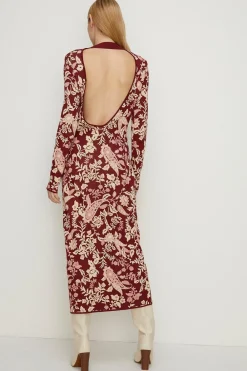 Best Oasis Paisley Jacquard Tie Back Knitted Midi Dress Multi