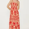 Outlet Oasis Paisley Palm Shir Maxi Dress Red