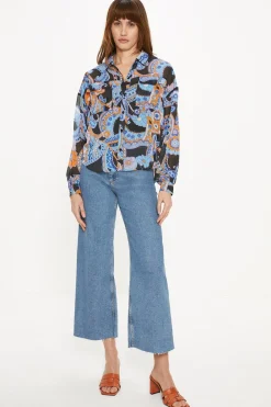 New Oasis Paisley Pocket Front Chiffon Shirt Multi