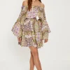 Best Oasis Paisley Print Crinkle Shirred Bardot Dress Multi