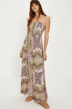 Outlet Oasis Paisley Print Crinkle Shirred Maxi Dress Multi