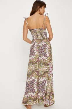 Outlet Oasis Paisley Print Crinkle Shirred Maxi Dress Multi