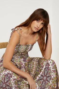 Outlet Oasis Paisley Print Crinkle Shirred Maxi Dress Multi
