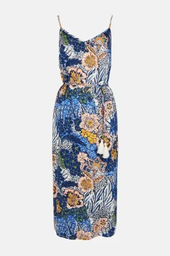 Sale Oasis Paisley Print Strappy Midi Dress Red