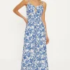 Sale Oasis Paisley Print Strappy Tie Back Frill Hem Midi Dress Multi
