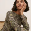 Discount Oasis Paisley Scoop Back Trapeze Midaxi Dress Green
