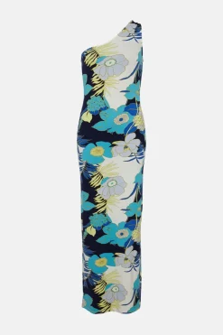 Best Oasis Palm Printed One Shoulder Midaxi Dress Lime