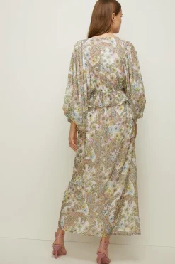 Clearance Oasis Pastel Paisley Dobby Chiffon Ruffle Midi Dres Multi