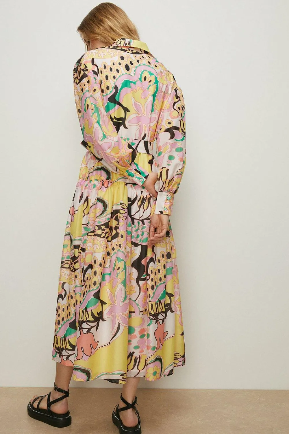 Discount Oasis Pastel Swirl Printed Midi Shirt Dress Multi