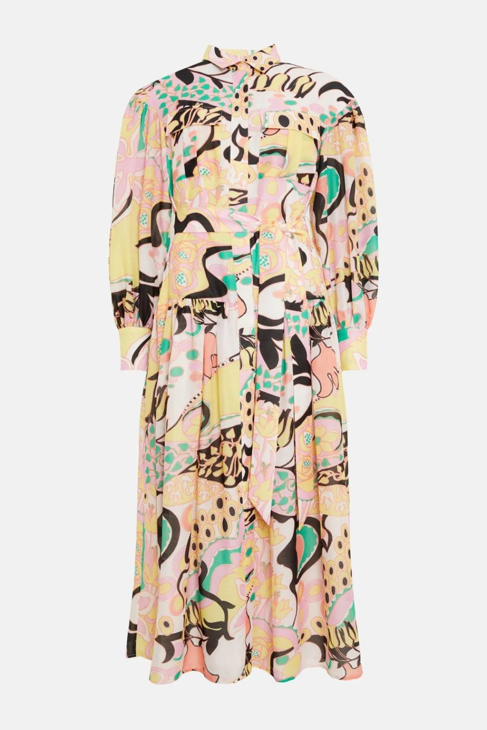 Discount Oasis Pastel Swirl Printed Midi Shirt Dress Multi