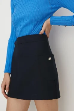 Online Oasis Patch Pocket Button Detail Mini Skirt Navy