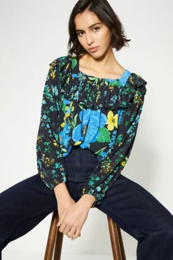 Fashion Oasis Patch Print Bold Floral Blouse Multi