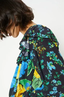 Fashion Oasis Patch Print Bold Floral Blouse Multi