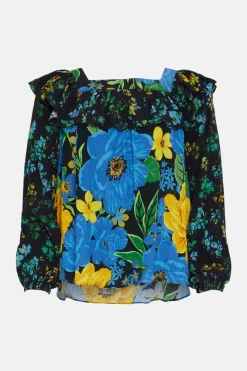Fashion Oasis Patch Print Bold Floral Blouse Multi
