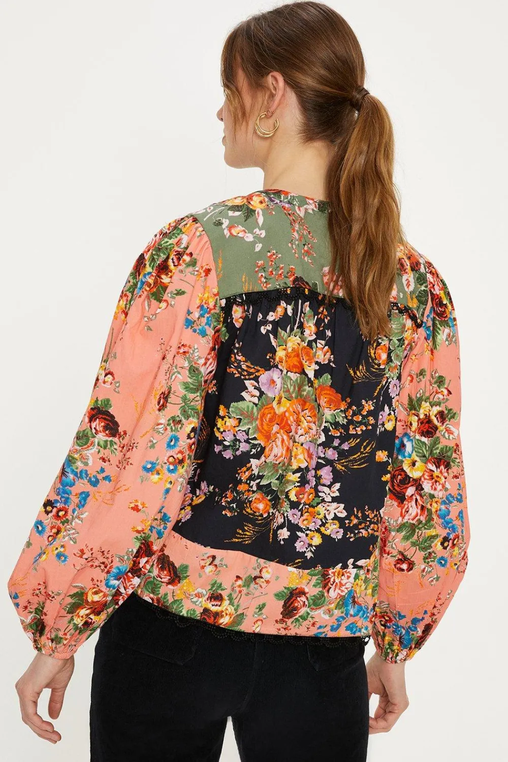 Best Oasis Patched Cotton Poplin Blouse Multi