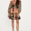 Hot Oasis Patched Cotton Poplin Trim Detail Belted Mini Dress Multi
