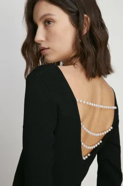 Discount Oasis Pearl Back Detail Jumper Fuchsia