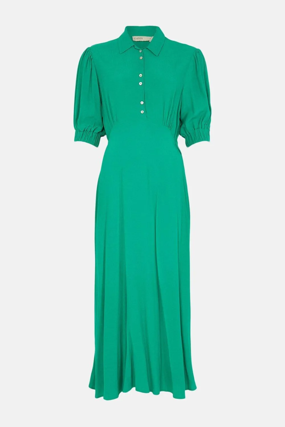 Sale Oasis Pearl Button Midi Shirt Dress Ochre