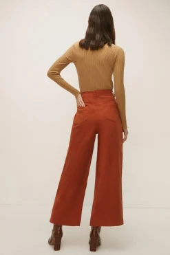 New Oasis Petite Adeline Cropped Wide Leg Jean Rust