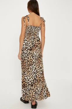 Discount Oasis Petite Animal Print Crinkled Shirred Maxi Dress Black