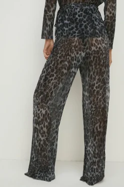 Online Oasis Petite Animal Shimmer Pleated Trouser Co-Ord Metallic Silver