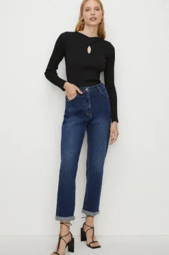 Discount Oasis Petite Ava Relaxed Boyfriend Jean Indigo