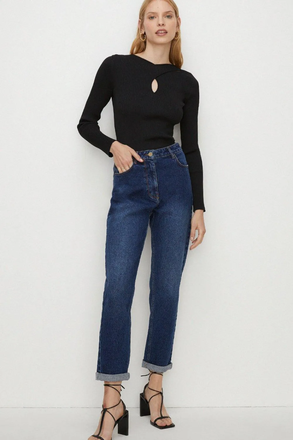 Discount Oasis Petite Ava Relaxed Boyfriend Jean Indigo