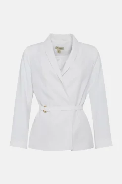 Best Oasis Petite Belted Tailored Jacket Ivory