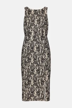 Online Oasis Petite Bonded Lace Split Detail Midi Dress Black