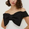 Sale Oasis Petite Bow Detail Bardot Mini Dress Mono