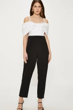 Online Oasis Petite Bow Detail Bardot Jumpsuit Mono