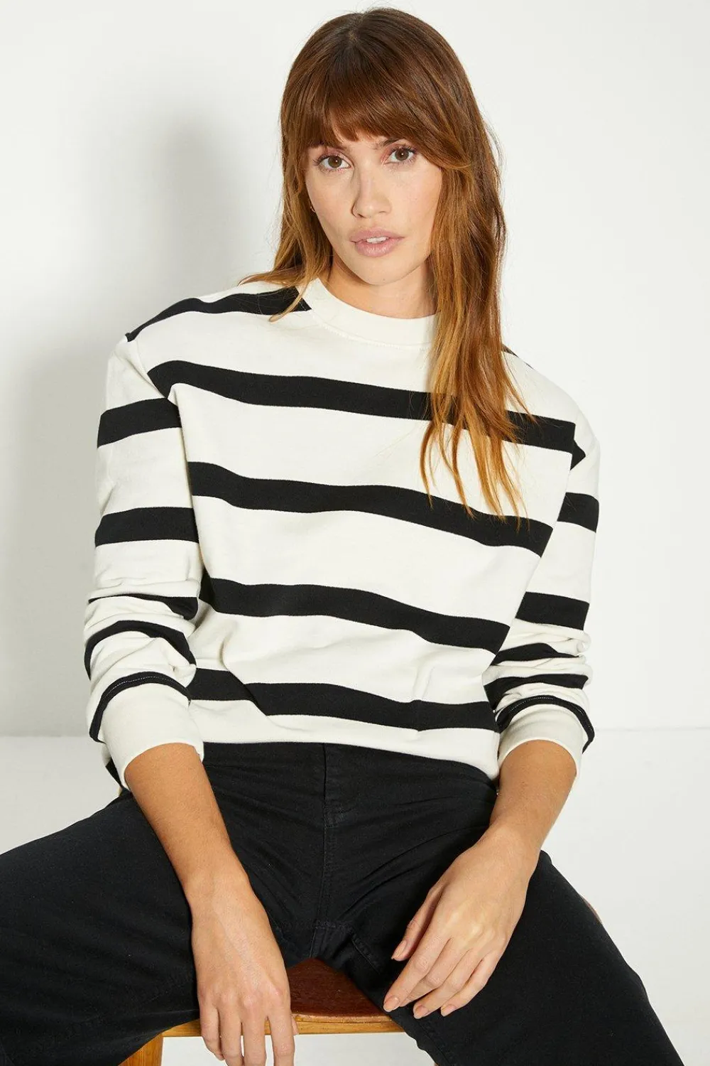 Fashion Oasis Petite Boxy Sweatshirt Stripe