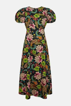 Online Oasis Petite Carnival Printed Puff Sleeve Dress Floral