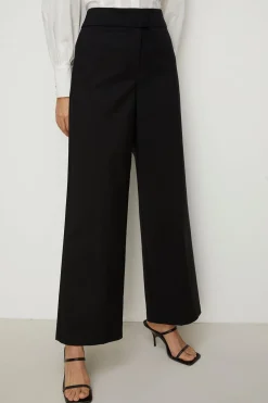 Fashion Oasis Petite Cotton Sateen High Waist Wide Leg Black
