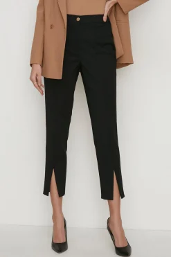 Hot Oasis Petite Cotton Sateen Split Front Trouser Black