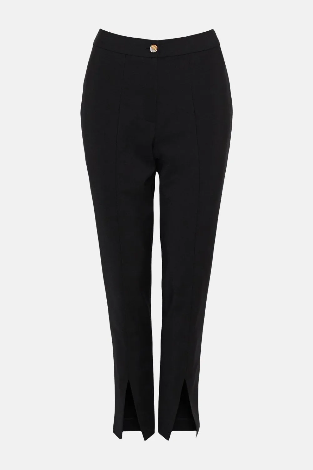 Hot Oasis Petite Cotton Sateen Split Front Trouser Black