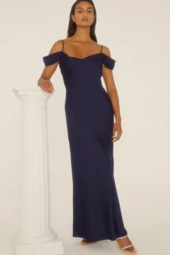 Best Oasis Petite Cowl Satin Bias Midaxi Dress Navy